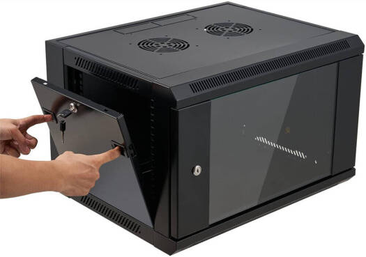 Azeon 6U 600 x 450 Wall Mount Rack Cabinet, With Fan and Shelf, 600 x 450mm Size, 1.2mm Thick SPCC, Strong Structure, Black | 6U-600X450