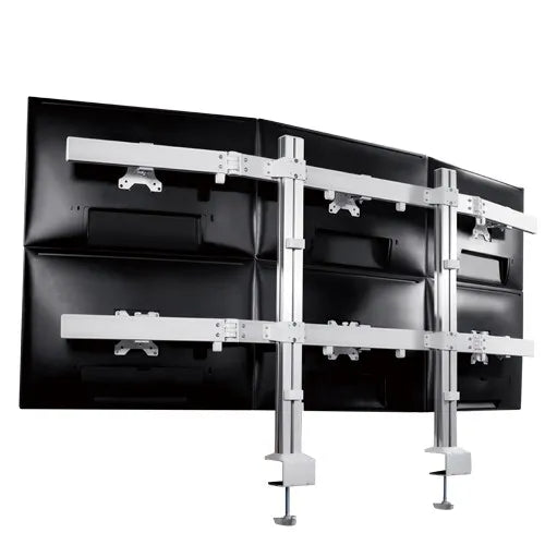 Newstar 91-LDT38C06 Six Screen Monitor Arm, Fits 17″ to 32″ Monitor, 8kg (Each) Max Weight, Individual VESA Plate Height Adjustment, Cable Management, Sliding Horizontal Bar, White | 91-LDT38C06