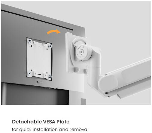 Newstar 91-LDT92C012 Monitor Arm, Fits 24" to 57" Monitor, Up to 27kg Max Weight Load Capacity, Detachable VESA Plate, Built-in Spring Tension Mechanism, 180° Rotation Stop, White | 91-LDT92C012