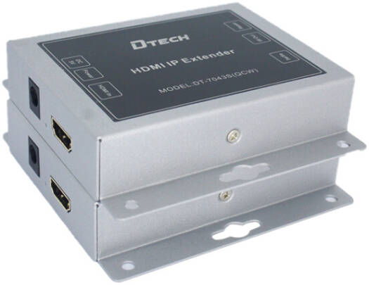 DTECH DT-7043(QCW) HDMI IP Extender, 1080P@60Hz Resolution, H.264 Format, Support Cat5e/Cat6e, Automatic Equalization System, Built-in ESD Electrostatic Protection Circuit, Silver | DT-7043(QCW)