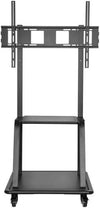 Newstar 91-T1035M Ultra-Heavy Duty Steel Mobile TV Stand, Supports 37" to 100" TV, Up to 150kg Max Weight Capacity, Heavy-Duty Casters with Locking Mechanism, Support Shelf, Black | 91-T1035M
