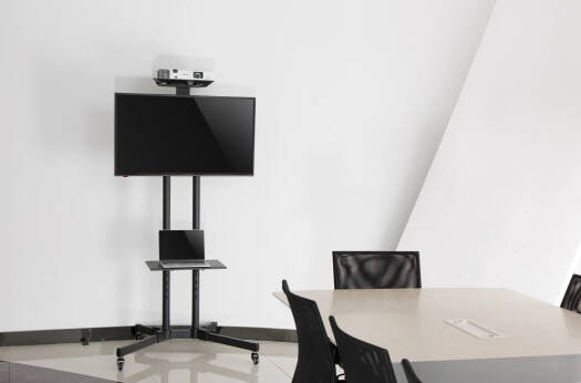 Newstar 91-T1028B TV Cart, Supports 37" to 70" TV, Up to 50kg Max Weight Capacity, Height Adjustable, +10° to -10° Tilt Range, Heavy-Duty Casters, Camera Shelf, AV Shelf, Black | 91-T1028B