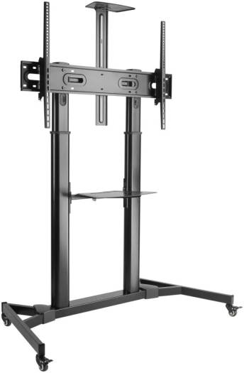 Newstar Large Screen Telescopic Height Adjustable Steel TV Cart, For 60"-100" Screen Sizes, Up to 100kg Weight Capacity, Powder Coating, Caster Wheels, Steel + Plastic Materials, Black | 91-TTL03610TW