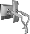 Newstar Dual Monitors Premium Aluminum Spring-Assisted Monitor Arm, Fits 17" to 32" Screens, 10kg Max Weight Capacity, Built-in Spring Tension, Cable Management, Detachable VESA, Silver | 91-LDT53C024