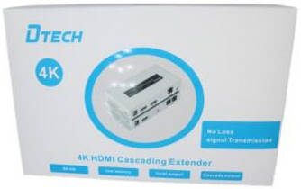 DTECH DT-7084 (GS) HDMI Cascade Extender, Signal 3dB Gain, 4K@60Hz Resolution, Anti-Lightning, Dust-Proof, Anti-Static, Up To 60 Meters, Silver | DT-7084 (GS)