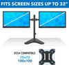 Newstar 91-LDT12T024N Dual Monitor Mount, Fits 13" to 32" Screens, Up to 8kg Max Weight Capacity, Detachable VESA Plate, Adjustable, Tilt&Swivel, Arm Extension, Screen Rotation, Black | 91-LDT12T024N