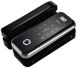 ZKTeco GL300 Glass Door Lock, 100 Sets Each Fingerprint/Card/Password, 10mm-12mm Door Thickness, No Hole Drilling Required, Black | GL300