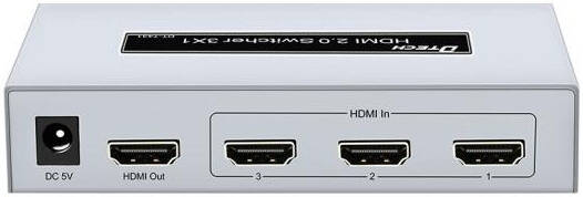 DTECH DT-7431 HDMI Switcher, 3840x2160@60Hz Resolution, Free Driver, Plug & Play, 3 Ports, 10m Input Transmission Distance, 5m Output Transmission Distance, HDMI 2.0, Silver | DT-7431