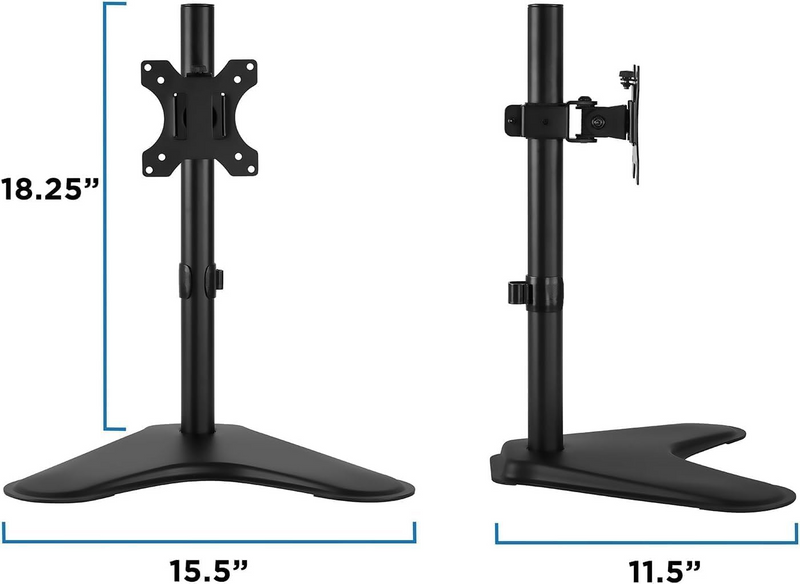 Newstar 91-LDT12T01 Single Monitor Stand, Fits 32" Regular & 38" Ultrawide Screen, Up to 8kg Max Weight, Freestanding VESA Steel, Adjustable Height, Tilt, Swivel, Rotation, Black | 91-LDT12T01