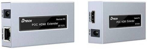 DTECH DT-7073 HDMI Single Cable Extender, 1080P @ 60hz Resolution, 225MHz Bandwidth, Up To 50 Meters Transmission Distance, Silver | DT-7073