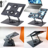 Generic Laptop Stand With Dual Cooling Fan, 360 Rotating Aluminium Computer Riser Holder For Desk, Heat Dissipation With Anti-Slip Pads, Compatible With 10-17Inch Notebook