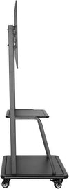 Newstar 91-T1035M Ultra-Heavy Duty Steel Mobile TV Stand, Supports 37" to 100" TV, Up to 150kg Max Weight Capacity, Heavy-Duty Casters with Locking Mechanism, Support Shelf, Black | 91-T1035M