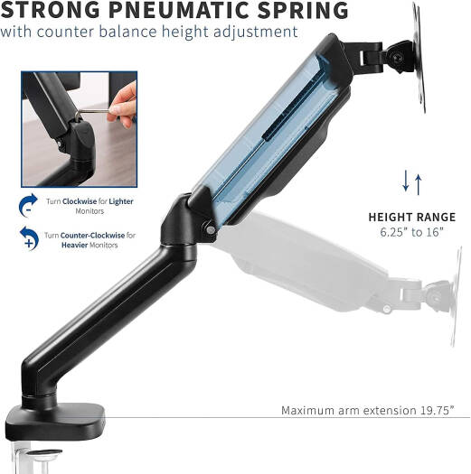 Newstar 91-LDT13C012E Monitor Arm, 17"-32" Curved Monitor, Up to 9kg Max Weight Capacity, Cable Management, 360° Rotary VESA Plate, Spring-Assisted Mechanism, Black | 91-LDT13C012E
