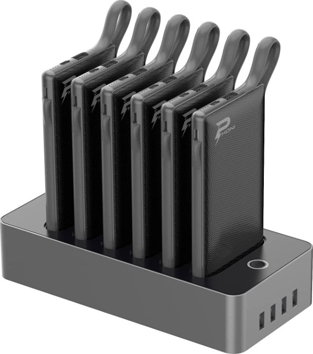 Phoni ‎PB922 6 in 1 Power Station, 10000 mAh, With Built In Cable, To Charge Multiple Devices, Portable and Safe, Black | ‎PB922 B6