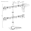 Newstar 91-LDT12T048N Quad Monitor Articulating Monitor Stand, Fits 13" to 32" Screen, 8kg Max Weight, 360° Rotary & Detachable VESA Plate, Adjustable Height, Cable Management, Black | 91-LDT12T048N