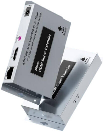 DTECH DT-7078 POC HDMI Extender, Resolution Up to 1080P@60Hz, Automatic Balancing System, Built-in ESD Electrostatic Protection Circuit, Up to 100 Meters, Silver | DT-7078
