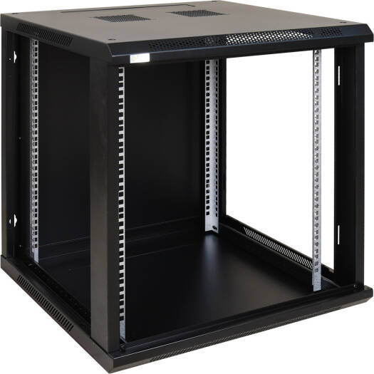 12U 600x600 Wall Mount Rack Cabinet, Tempered Glass Front Door, Loading Capacity of Up to 70kg, Fan Hole on Top Cover, Black
