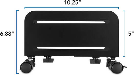 Newstar 91-CPB4 CPU Stand, Fits 4.7" To 8.2" Wide PC's, Compatible with ATX Mini & Mid Tower, 2 Locking Wheels, 2 Caster Wheels, Heavy Duty Metal, Ventilated, Black | 91-CPB4