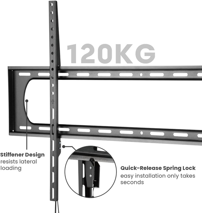 Newstar Extra Large Heavy Duty TV Wall Mount, Fits Up to 100 inch LCD LED Curved and Flat Panel Screen, 125 Kg Max Weight Capacity, Mount Bracket with Max 900x600mm VESA, Black | 91-LP7369F