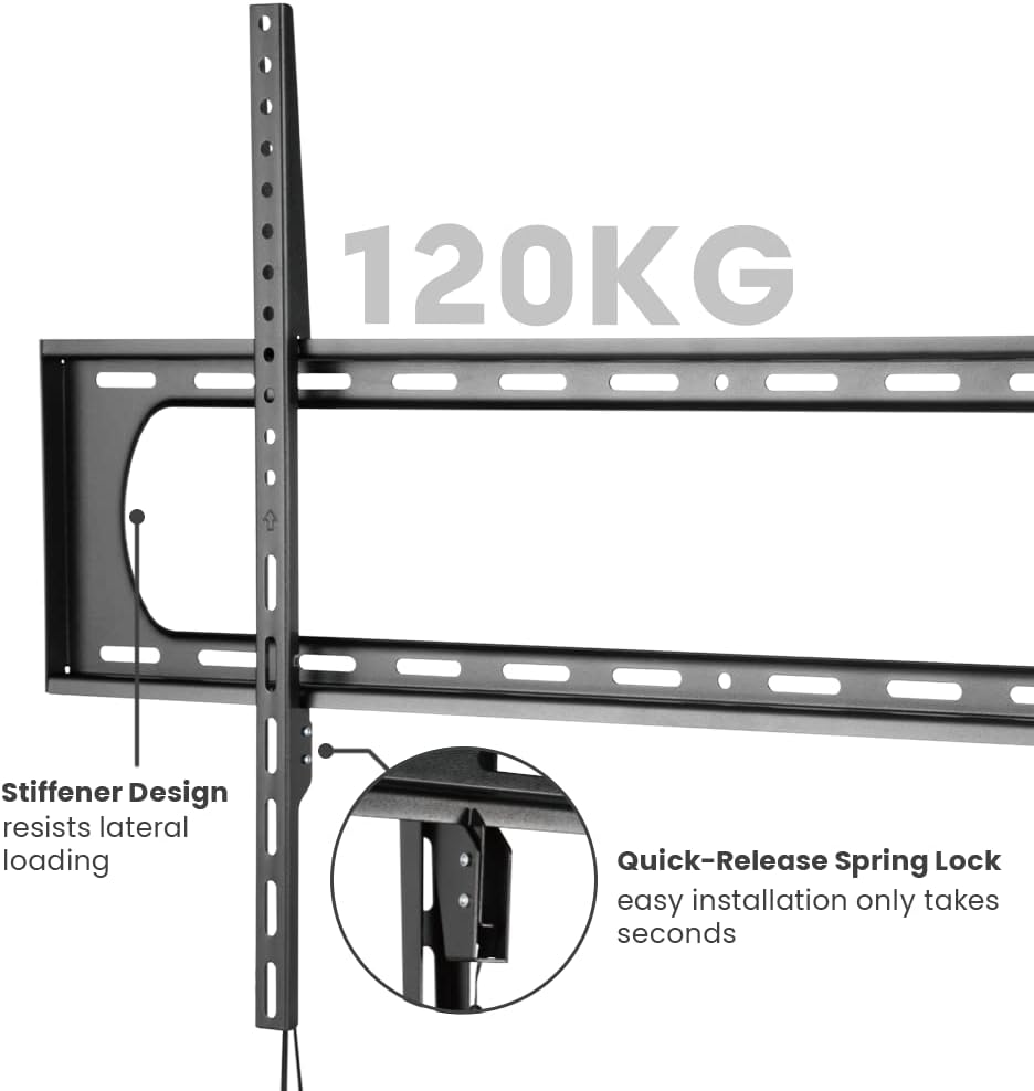 Newstar Extra Large Heavy Duty TV Wall Mount, Fits Up to 100 inch LCD LED Curved and Flat Panel Screen, 125 Kg Max Weight Capacity, Mount Bracket with Max 900x600mm VESA, Black | 91-LP7369F