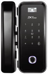 ZKTeco GL300 Glass Door Lock, 100 Sets Each Fingerprint/Card/Password, 10mm-12mm Door Thickness, No Hole Drilling Required, Black | GL300
