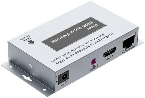 DTECH DT-7078 POC HDMI Extender, Resolution Up to 1080P@60Hz, Automatic Balancing System, Built-in ESD Electrostatic Protection Circuit, Up to 100 Meters, Silver | DT-7078