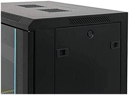 Azeon 9U Wall mount Cabinet 600x600 Server Rack, Wall Mounted IT Cabinet, Tempered Glass Front Door, Lockable Steel Rack, Ventilated Design, Cable Management System, Black | 9U-600x600