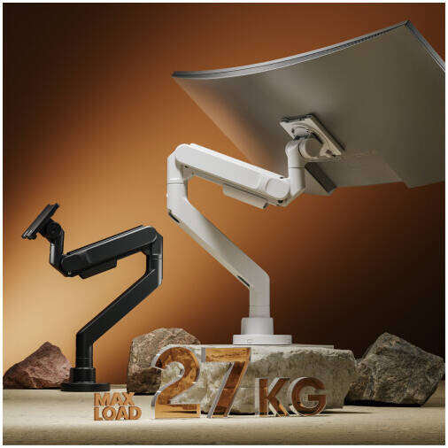Newstar 91-LDT92C012 Monitor Arm, Fits 24" to 57" Monitor, Up to 27kg Max Weight Load Capacity, Detachable VESA Plate, Built-in Spring Tension Mechanism, 180° Rotation Stop, White | 91-LDT92C012