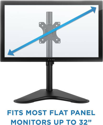 Newstar 91-LDT12T01 Single Monitor Stand, Fits 32" Regular & 38" Ultrawide Screen, Up to 8kg Max Weight, Freestanding VESA Steel, Adjustable Height, Tilt, Swivel, Rotation, Black | 91-LDT12T01