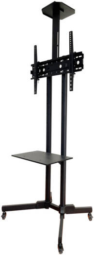 Newstar FS-601T TV Cart, Supports 32″ to 75" Flat & Curved TV's, Up to 50kg Max Weight Capacity, 600x400 VESA, 360° Rotating Casters, Black | FS-601T