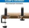 Newstar 91-LDT07C036 Triple Monitor Arm, Fits 13'' to 27'' Screen, 8kg (Each) Max Weight Capacity, Clamp & Grommet, Fully Adjustable, 75x75 & 100x100 VESA, Black | 91-LDT07C036