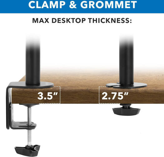 Newstar 91-LDT07C036 Triple Monitor Arm, Fits 13'' to 27'' Screen, 8kg (Each) Max Weight Capacity, Clamp & Grommet, Fully Adjustable, 75x75 & 100x100 VESA, Black | 91-LDT07C036