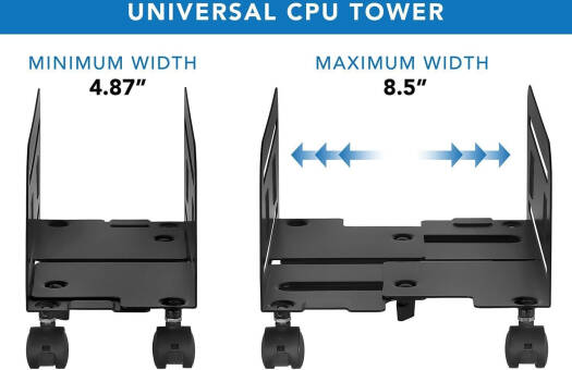 Newstar 91-CPB4 CPU Stand, Fits 4.7" To 8.2" Wide PC's, Compatible with ATX Mini & Mid Tower, 2 Locking Wheels, 2 Caster Wheels, Heavy Duty Metal, Ventilated, Black | 91-CPB4