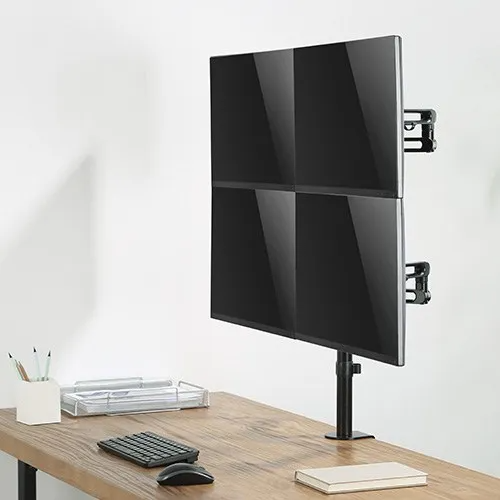 Newstar 91-LDT30C048 Quad Articulating Monitor Arm, Fits 17″ to 32″ Screen, 8kg Max Weight, 360° Rotary VESA Plate, Cable Management, Swiveling Arms, Keyhole Pattern, Free-Tilt, Black | 91-LDT30C048
