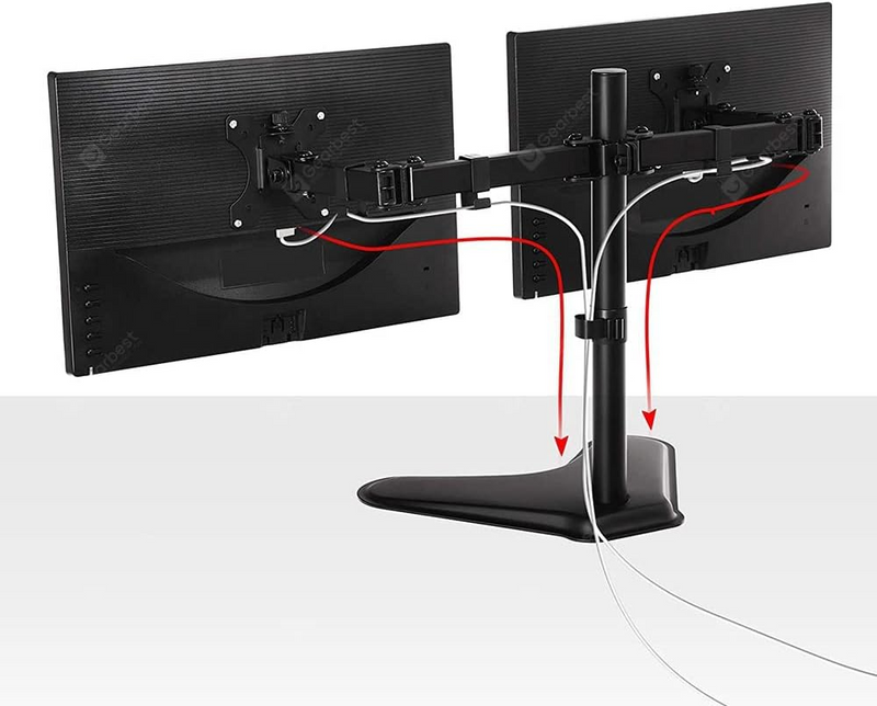 Newstar 91-LDT12T024N Dual Monitor Mount, Fits 13" to 32" Screens, Up to 8kg Max Weight Capacity, Detachable VESA Plate, Adjustable, Tilt&Swivel, Arm Extension, Screen Rotation, Black | 91-LDT12T024N
