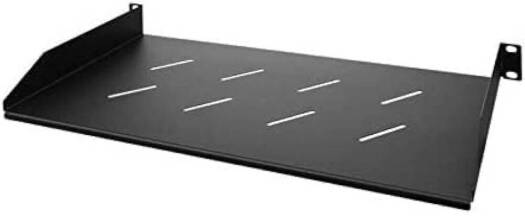 Azeon Front Mount Shelf, Standard Size, For 1U Shelf, Improve Airflow, Heavy Duty Ventilated Shelf, Improved Airflow Design, Universal Fit for Network Cabinets, Black | Front Mount Shelf