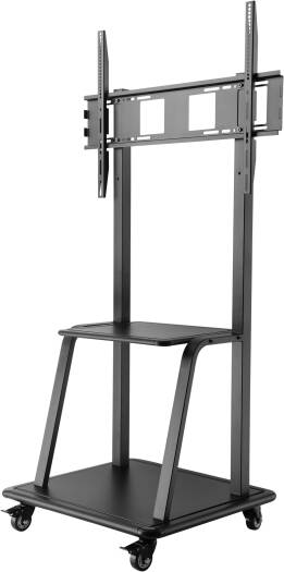 Newstar 91-T1035M Ultra-Heavy Duty Steel Mobile TV Stand, Supports 37" to 100" TV, Up to 150kg Max Weight Capacity, Heavy-Duty Casters with Locking Mechanism, Support Shelf, Black | 91-T1035M
