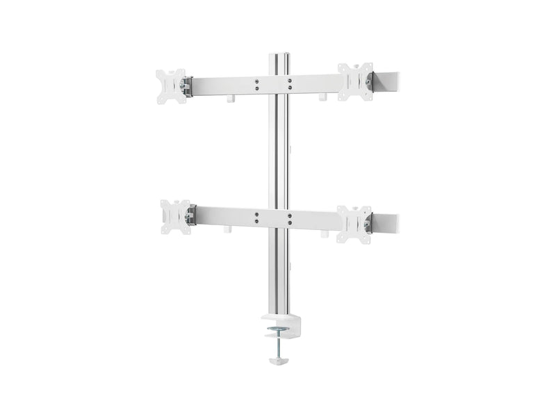 Newstar 91-LDT38C04 Quad Monitor Arm, Fits 17″ to 32″ Screens, 8kg Max Weight, Free-Tilt, Individual VESA Plate Height Adjustment, Cable Management, 360° Rotary VESA Plate, White | 91-LDT38C04