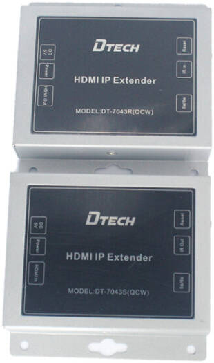 DTECH DT-7043(QCW) HDMI IP Extender, 1080P@60Hz Resolution, H.264 Format, Support Cat5e/Cat6e, Automatic Equalization System, Built-in ESD Electrostatic Protection Circuit, Silver | DT-7043(QCW)