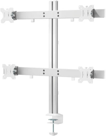 Newstar 91-LDT38C04 Quad Monitor Arm, Fits 17″ to 32″ Screens, 8kg Max Weight, Free-Tilt, Individual VESA Plate Height Adjustment, Cable Management, 360° Rotary VESA Plate, White | 91-LDT38C04