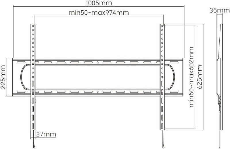Newstar Extra Large Heavy Duty TV Wall Mount, Fits Up to 100 inch LCD LED Curved and Flat Panel Screen, 125 Kg Max Weight Capacity, Mount Bracket with Max 900x600mm VESA, Black | 91-LP7369F