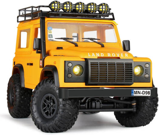 Azeon MN Model MN98 1/12 4WD Rock Crawler Off-road RC Climbing RC Cars, 280 Brushed Motor, Proportional Throttle & Steering, LED Light Function, Approach Angle 59°, Yellow | MN98