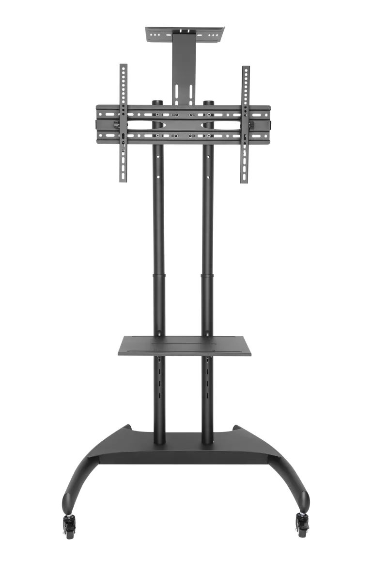 Newstar 91-T1037M TV Cart, Supports 37" to 70" TV, Up to 50kg Max Weight Capacity, Height Adjustable, Heavy-Duty Casters, Toolless Tilt, +10° to -10° Tilt Range, Cable Management, Black | 91-T1037M