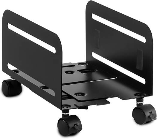Newstar 91-CPB4 CPU Stand, Fits 4.7" To 8.2" Wide PC's, Compatible with ATX Mini & Mid Tower, 2 Locking Wheels, 2 Caster Wheels, Heavy Duty Metal, Ventilated, Black | 91-CPB4