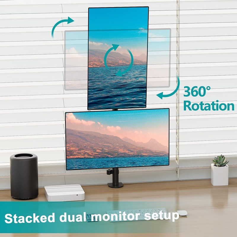 Newstar 91-LDT12C02V Vertical Dual Monitor Stand, Fits 13" to 32" Screens, Up to 8kg Max Weight Capacity, Swivel, Detachable VESA Plate, Tilt, Height Adjustable, Cable Management, Black | 91-LDT12C02V