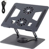Generic Laptop Stand With Dual Cooling Fan, 360 Rotating Aluminium Computer Riser Holder For Desk, Heat Dissipation With Anti-Slip Pads, Compatible With 10-17Inch Notebook