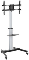 Newstar FS44-46TW TV Cart, Supports 37" to 86" TV, Up to 50kg Max Weight Capacity, Height Adjustable Equipment Shelf, 4 Casters with Lock, D-Ring Handle, Toolless Tilt, Silver/Black | FS44-46TW