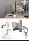 Newstar Dual Monitors Premium Aluminum Spring-Assisted Monitor Arm, Fits 17" to 32" Screens, 10kg Max Weight Capacity, Built-in Spring Tension, Cable Management, Detachable VESA, Silver | 91-LDT53C024
